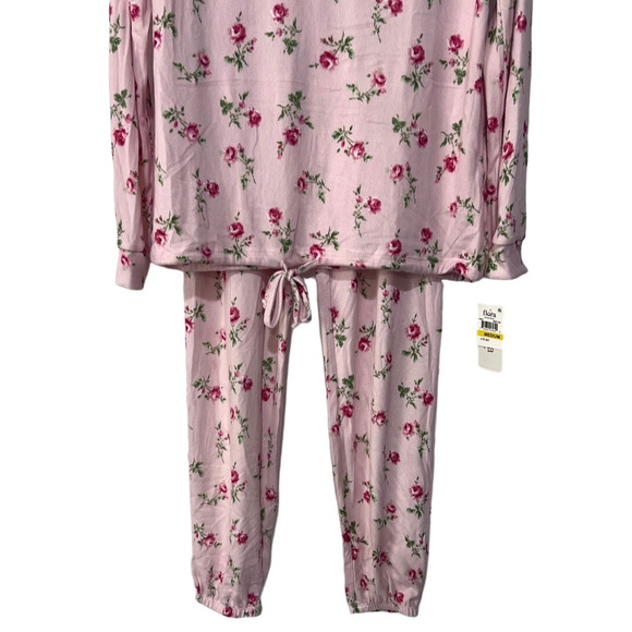 FLORA NIKROOZ JENNA PRINTED COZY SWEATER-KNIT PAJAMAS FLORAL PINK SMALL - Picture 7 of 10